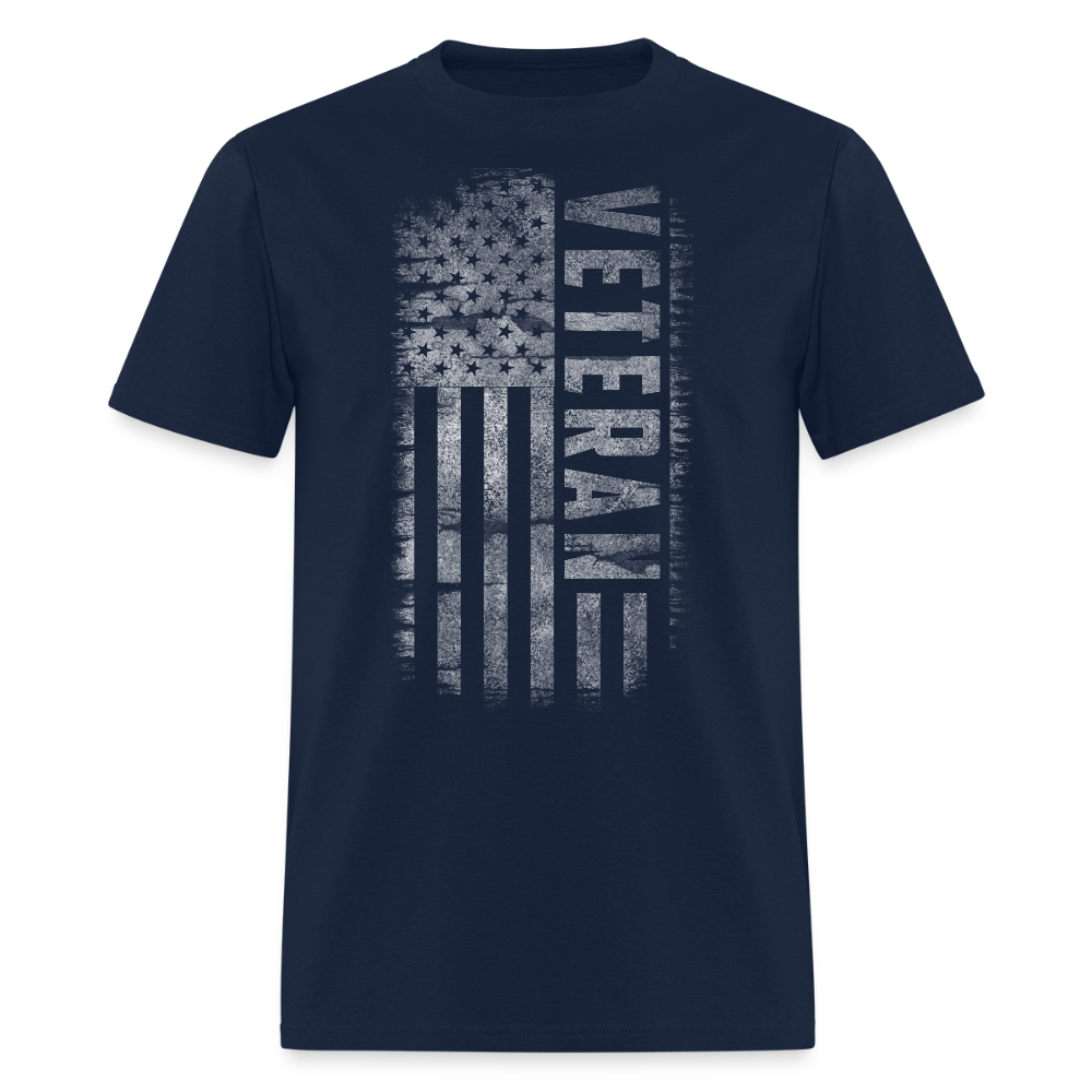 Distressed American Flag Veteran T-Shirt - navy