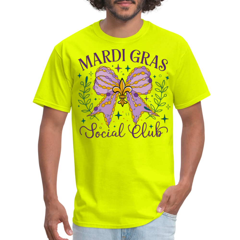 Mardi Gras Social Club  Shirt New Orleans Party Celebration T-Shirt - safety green