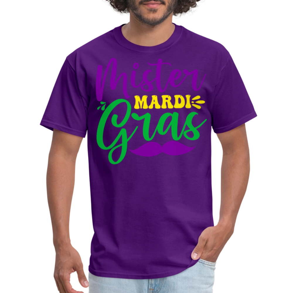 Men's Mardi Gras Graphic Tee Mister Mardi Gras Party T-Shirt - purple