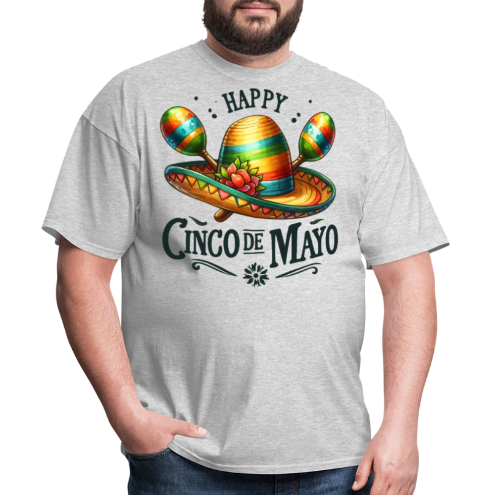 Colorful Sombrero And Maracas Festival Tee Cinco de MayoT-shirt - heather gray