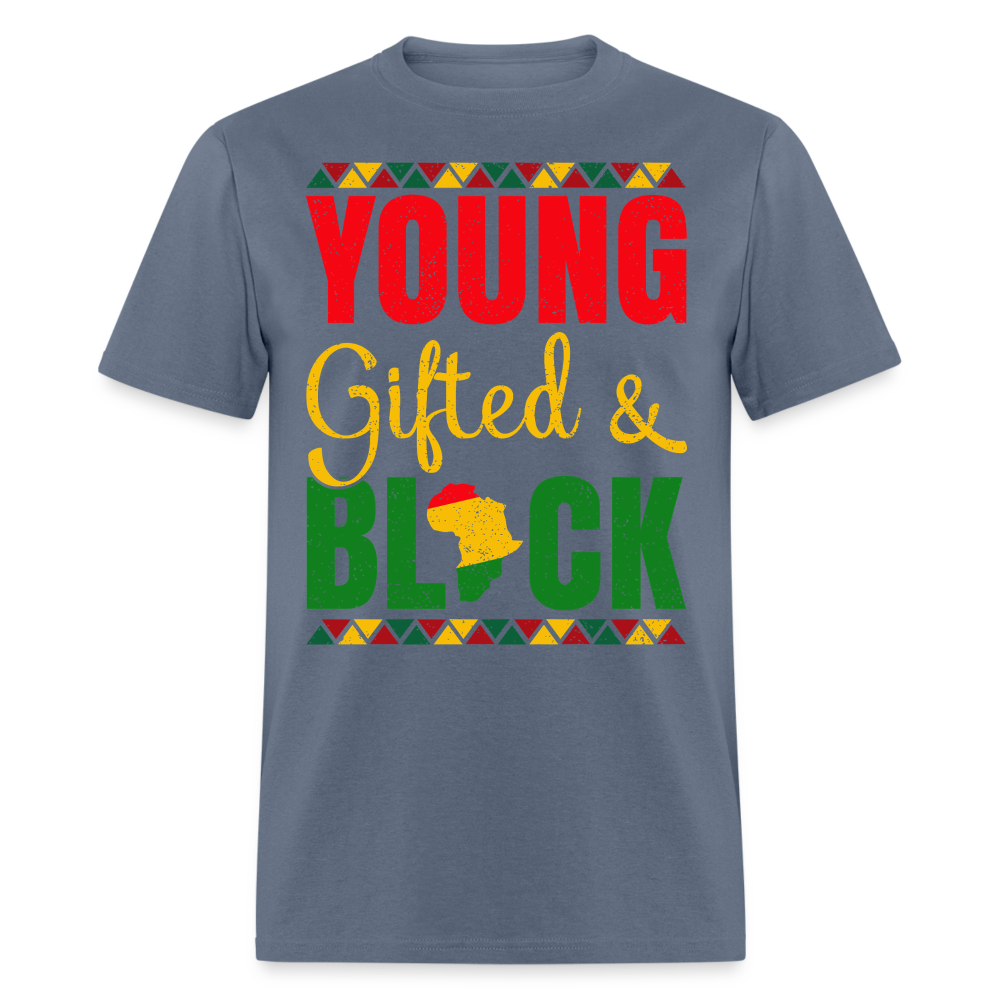 African Heritage Tee Young Gifted and Black T-Shirt - denim