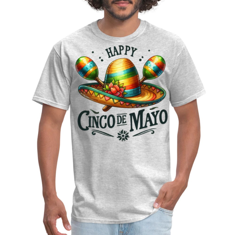 Colorful Sombrero And Maracas Festival Tee Cinco de MayoT-shirt - heather gray