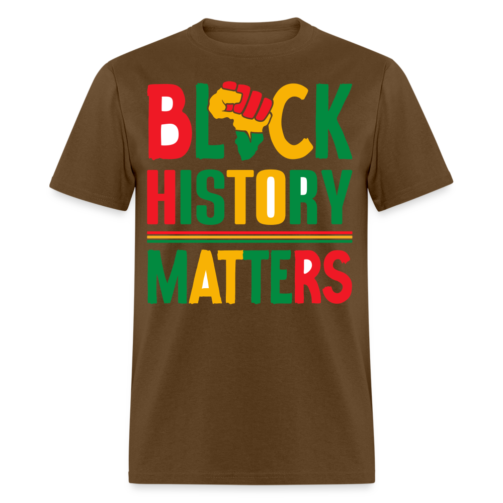 Black History Matters Graphic Tee Black Power Fist Unisex T-Shirt - brown