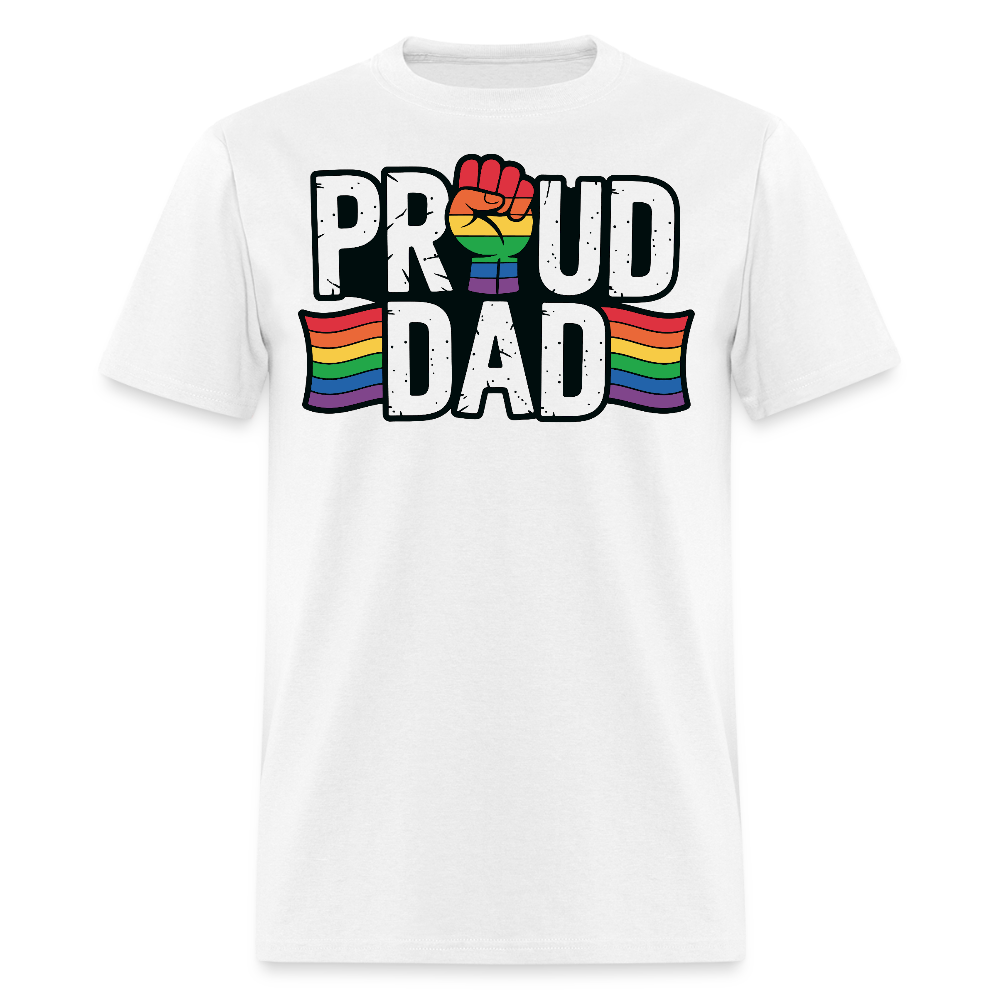 Supportive Gay Pride Father Proud Dad LGBTQ T-shirt - white