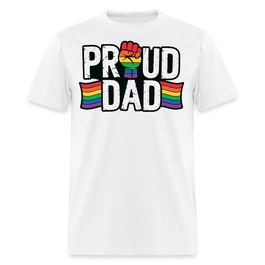 Supportive Gay Pride Father Proud Dad LGBTQ T-shirt - white