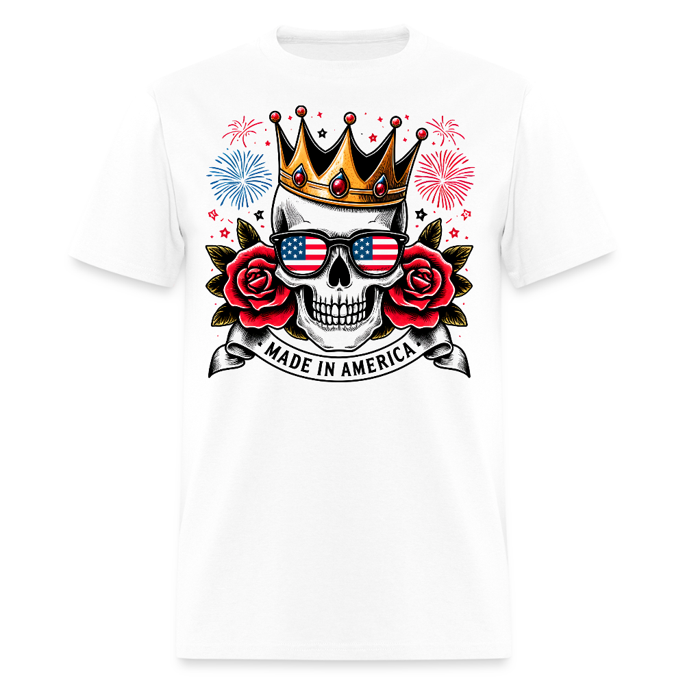 Made In America Patriotic Skull T-Shirt - white