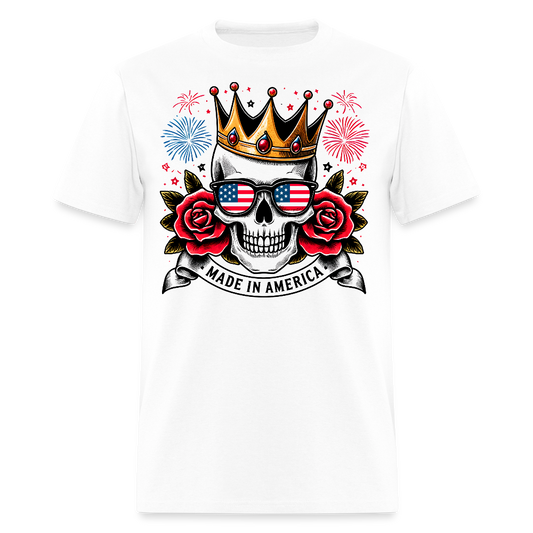 Made In America Patriotic Skull T-Shirt - white