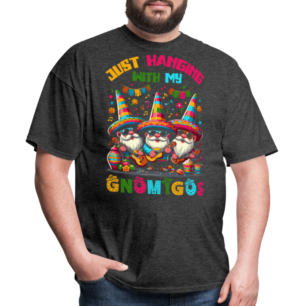 Just Hanging With My Gnomigos Tee Funny Mexican Gnome T-shirt - heather black