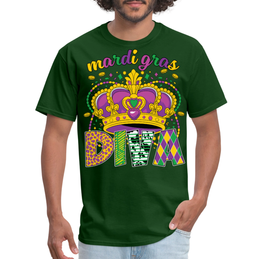 Mardi Gras Diva Shirt For Women Mardi Gras Queen T-shirt - forest green