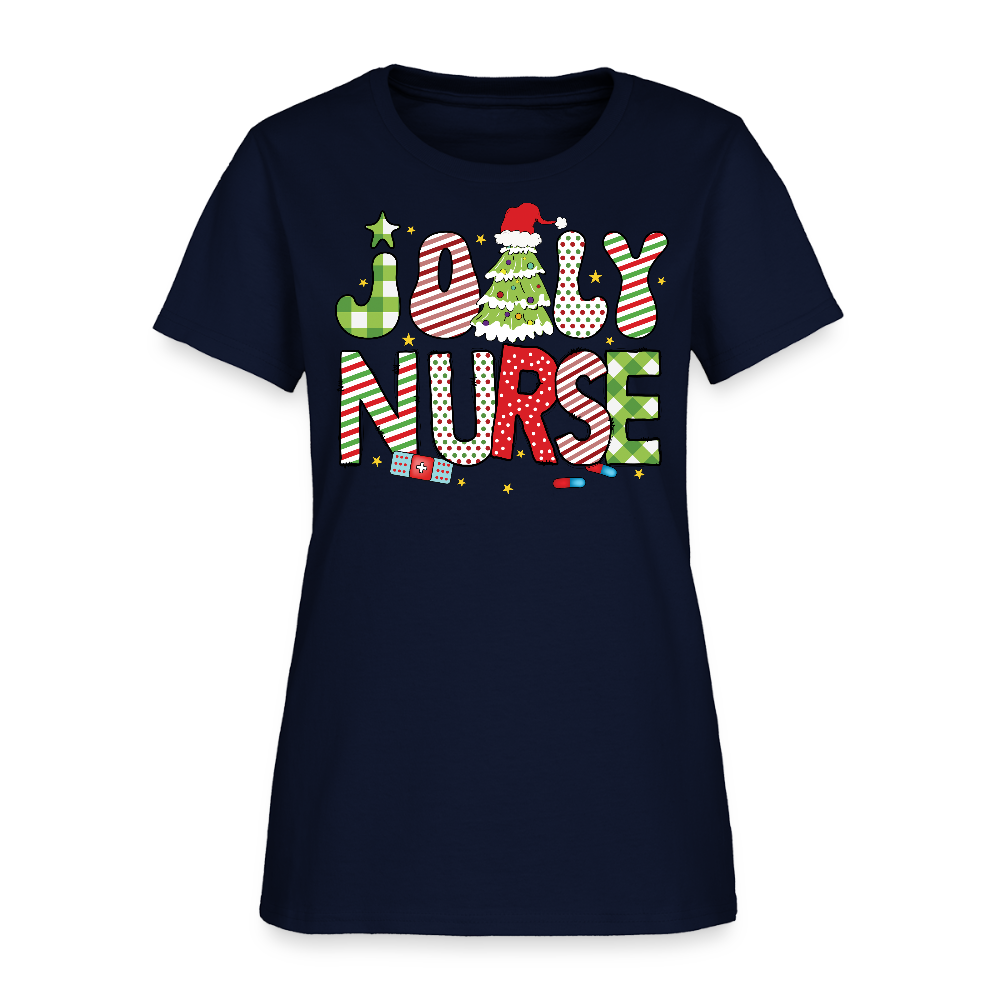 Jolly Nurse Tee Christmas Gift for Nurses T-Shirt - navy