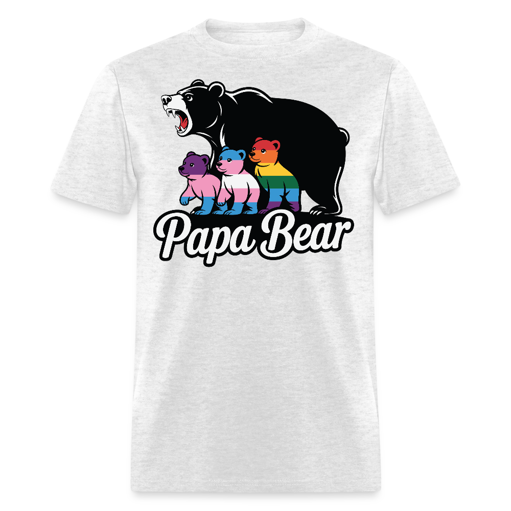 LGBTQ Papa Bear Pride T-shirt - light heather gray