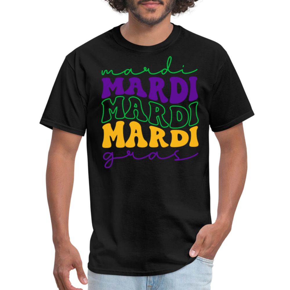 Funny and Stylish Mardi Gras Lettering Unisex T-shirt - black