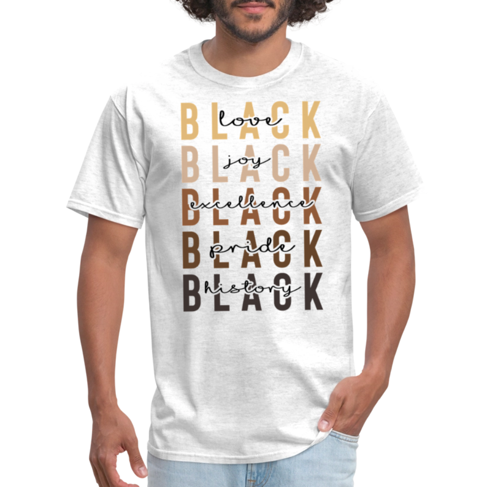 Black History and Culture Apparel Black Pride and Excellence T-shirt - light heather gray