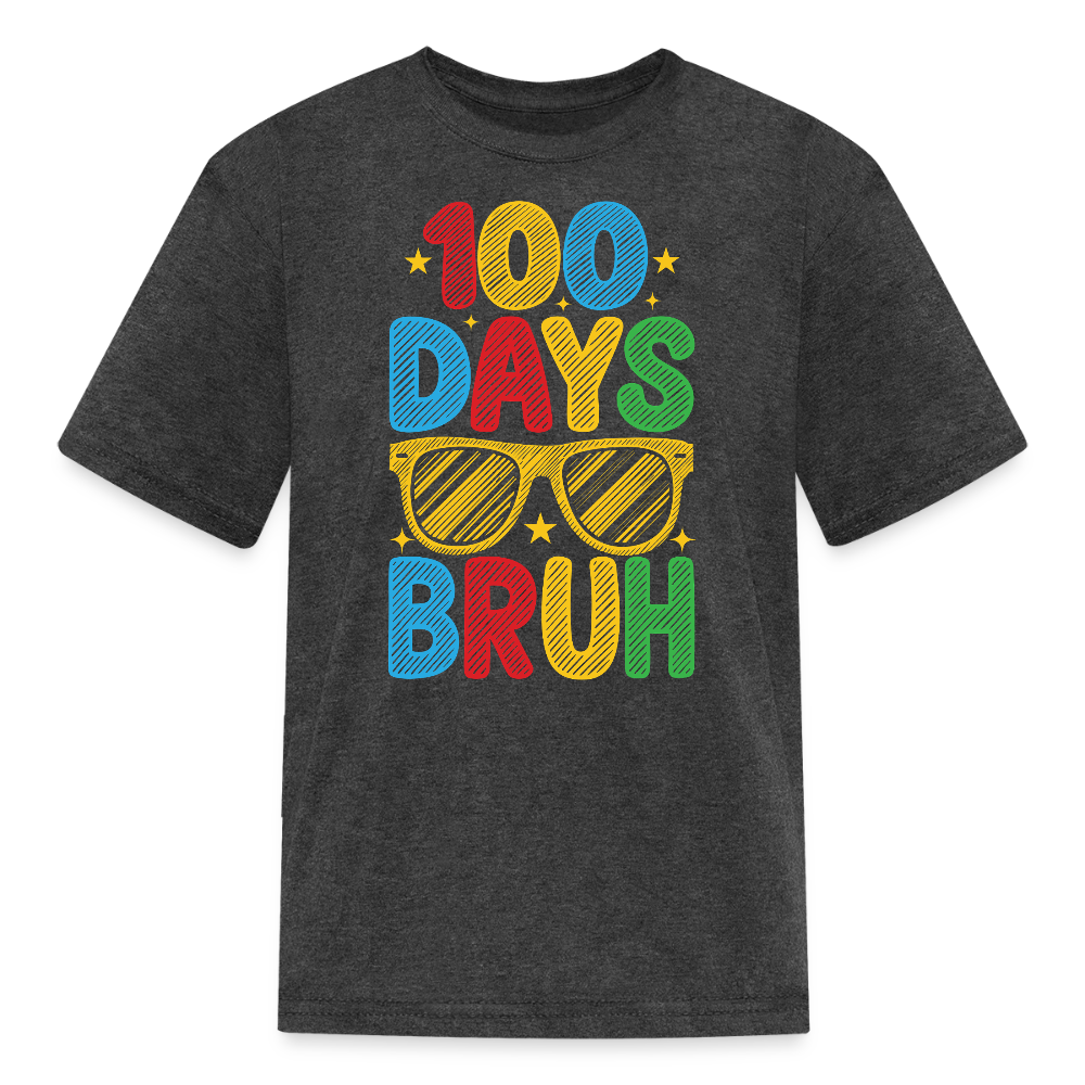 100 Days Of School Shirt For Kids Colorful 100 Days Bruh T-shirt - heather black