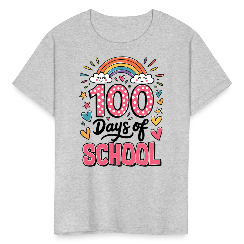 Rainbow Theme 100 Days of School Kids' T-Shirt - heather gray