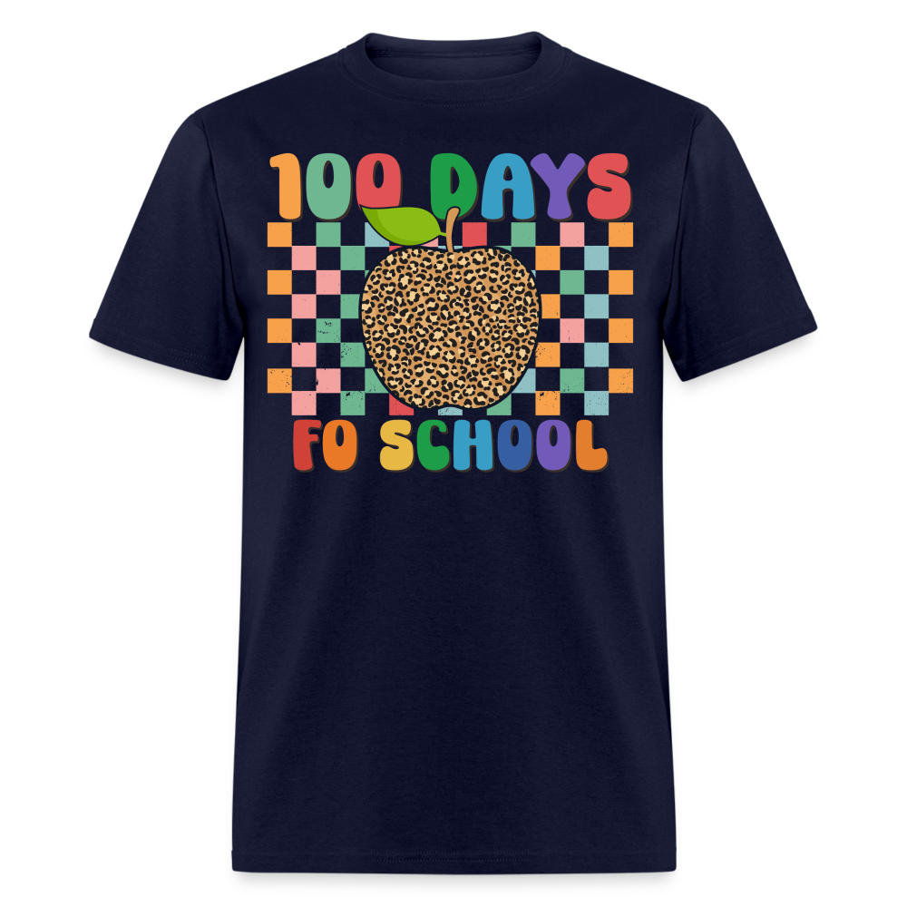 Leopard Print 100 Days of School Shirt Teacher Gifts Unisex T-shirt - navy