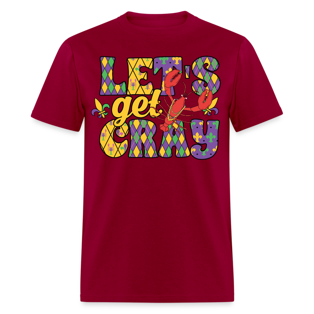 Let’s Get Cray Mardi Gras Crawfish Party T-Shirt - dark red