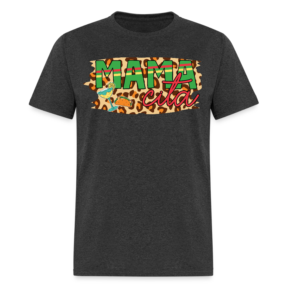 Funny Mexican Mom Shirt with Leopard Print Mamacita Graphic T-shirt - heather black