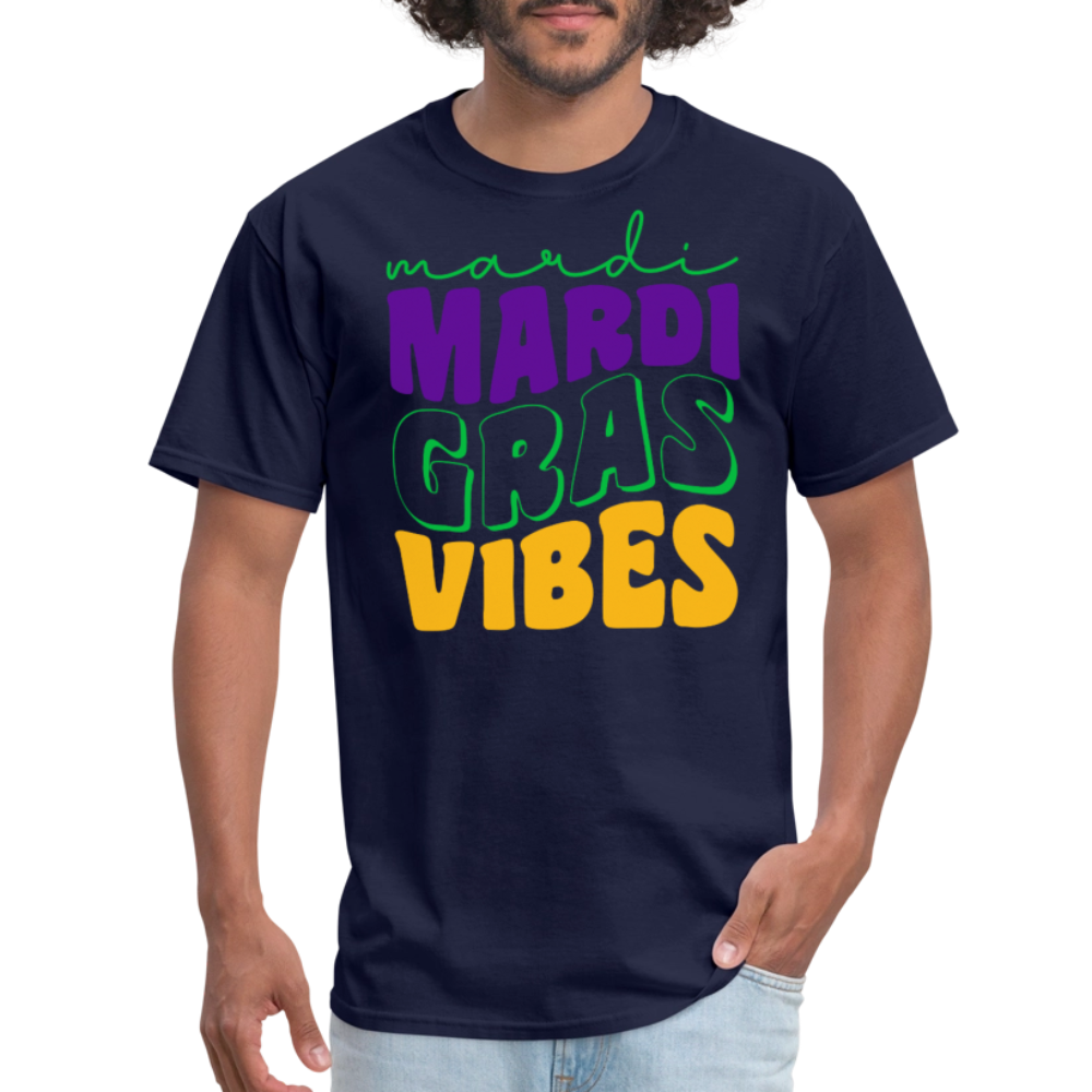 Colorful Mardi Gras Vibes Unisex T-shirt - navy