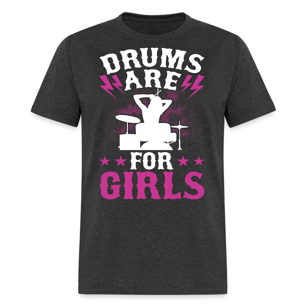 Empowering Music Tee Girls Who Play Drums T-shirt - heather black