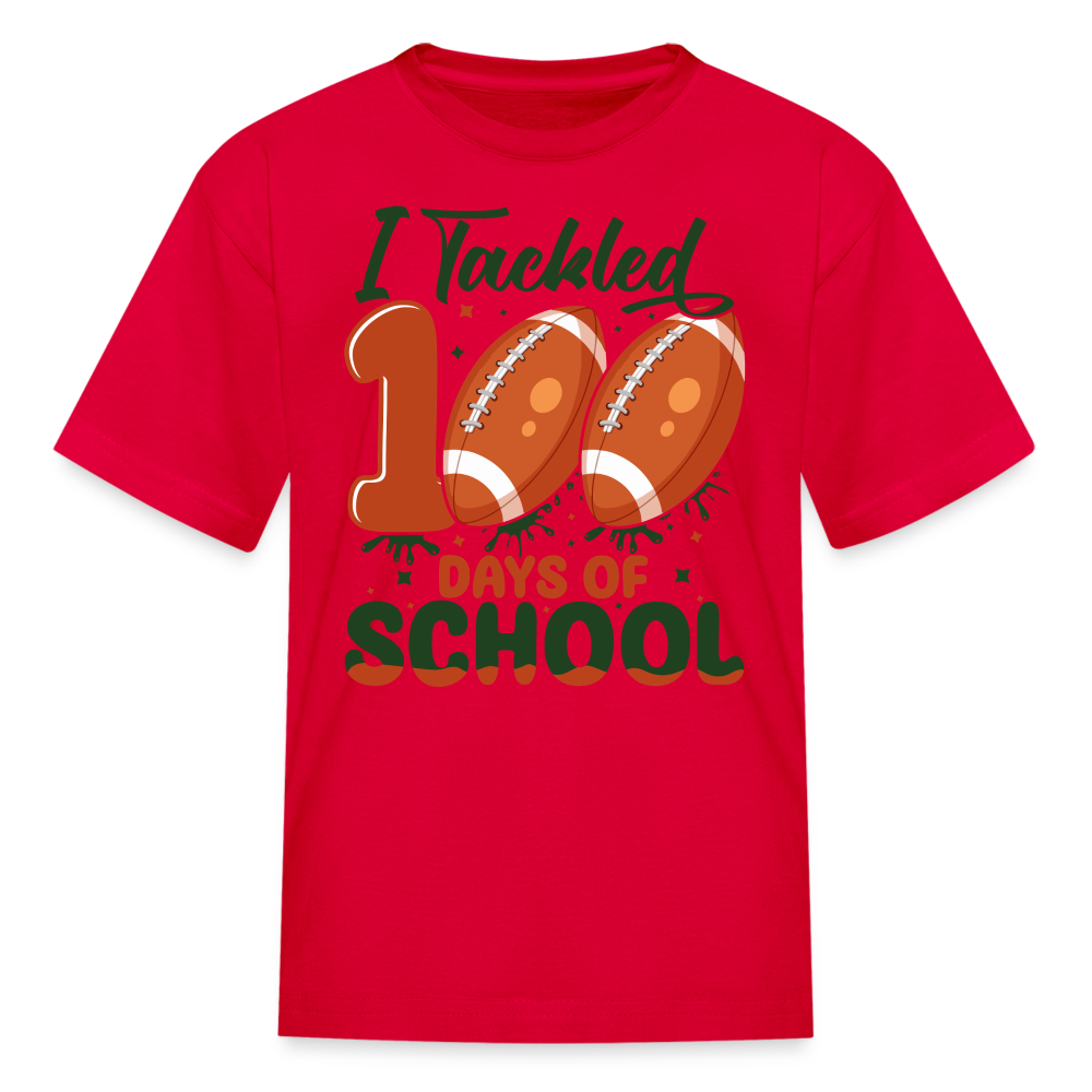 I Tackled 100 Days Of School Shirt Smarter Football Kids T-Shirt - red