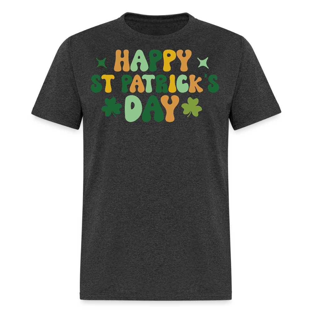 Retro Happy St Patrick’s Day Shamrock T-shirt - heather black