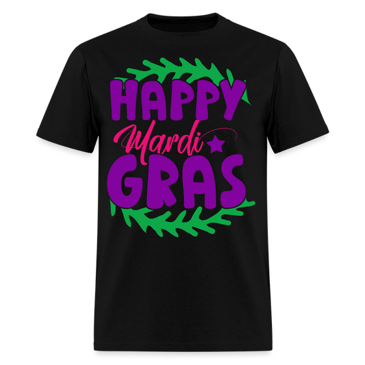Happy Mardi Gras Graphic Tee New Orleans Carnival Festival T-shirt - black