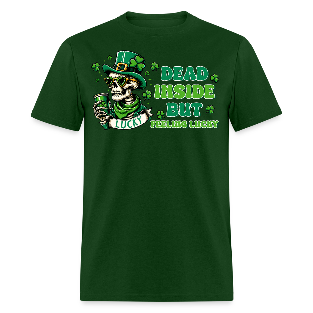 Dead Inside But Lucky St Paddy’s Skeleton T-shirt - forest green