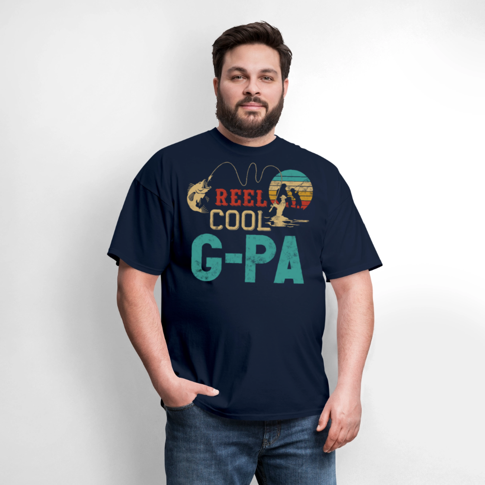 Reel Cool Grandpa Fishing Funny G-pa T-shirt - navy
