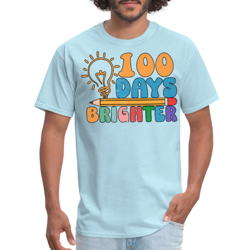 100 Days Brighter Shirt for Teachers Fun School Milestone T-Shirt - powder blue