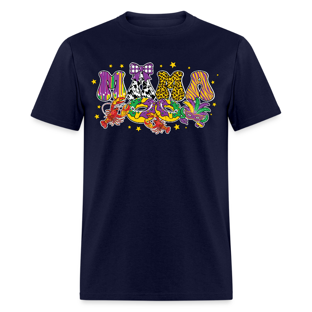 Mardi Gras Mama Shirt For Women Leopard Print Mardi Gras T-shirt - navy