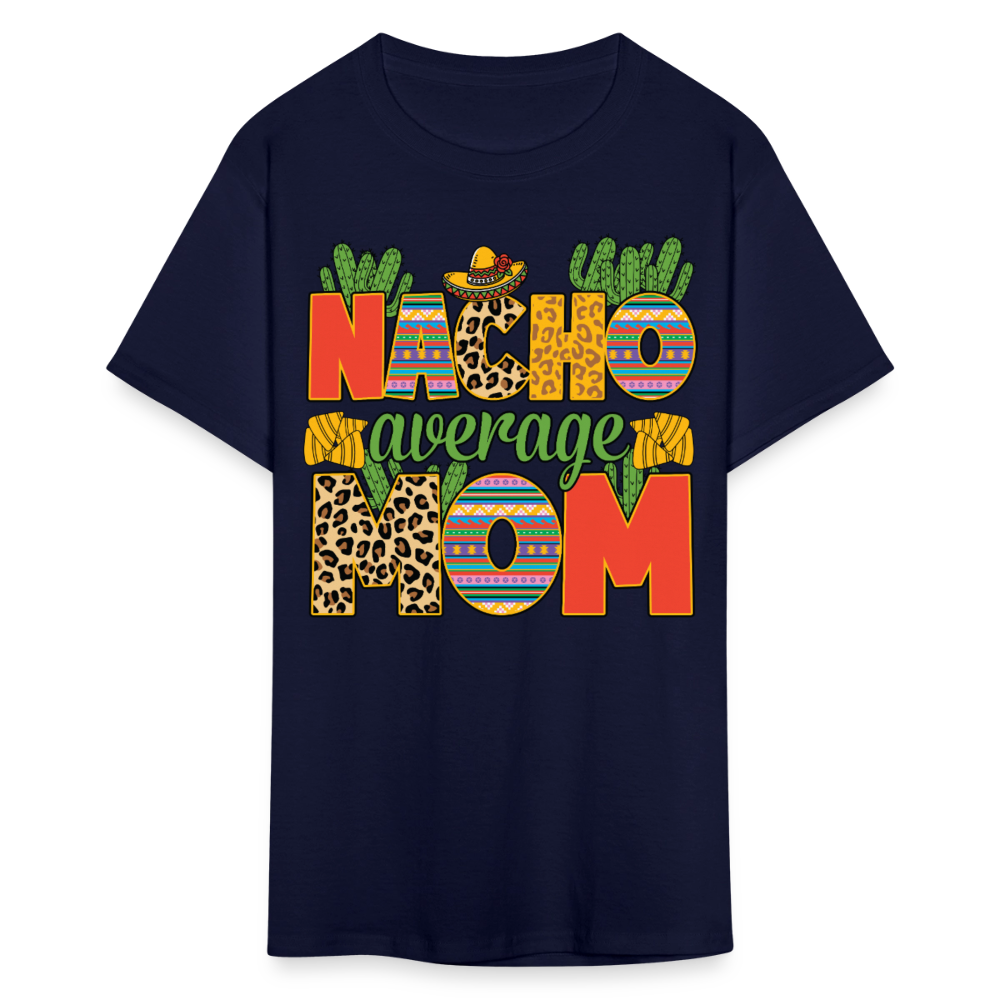 Leopard Print Nacho Average Mom Shirt Colorful Fiesta Mom T-shirt - navy