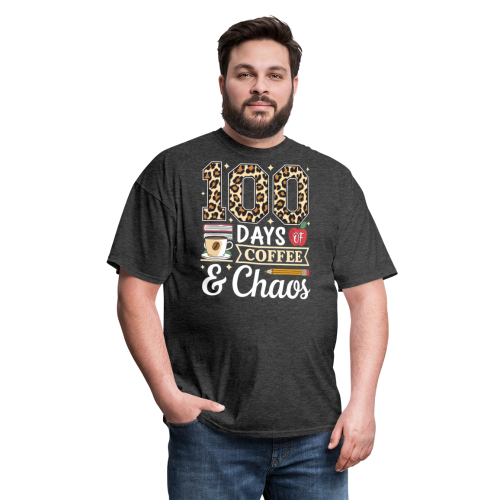 Teacher Appreciation Gift Coffee Lover 100 Days of School Unisex T-Shirt - heather black