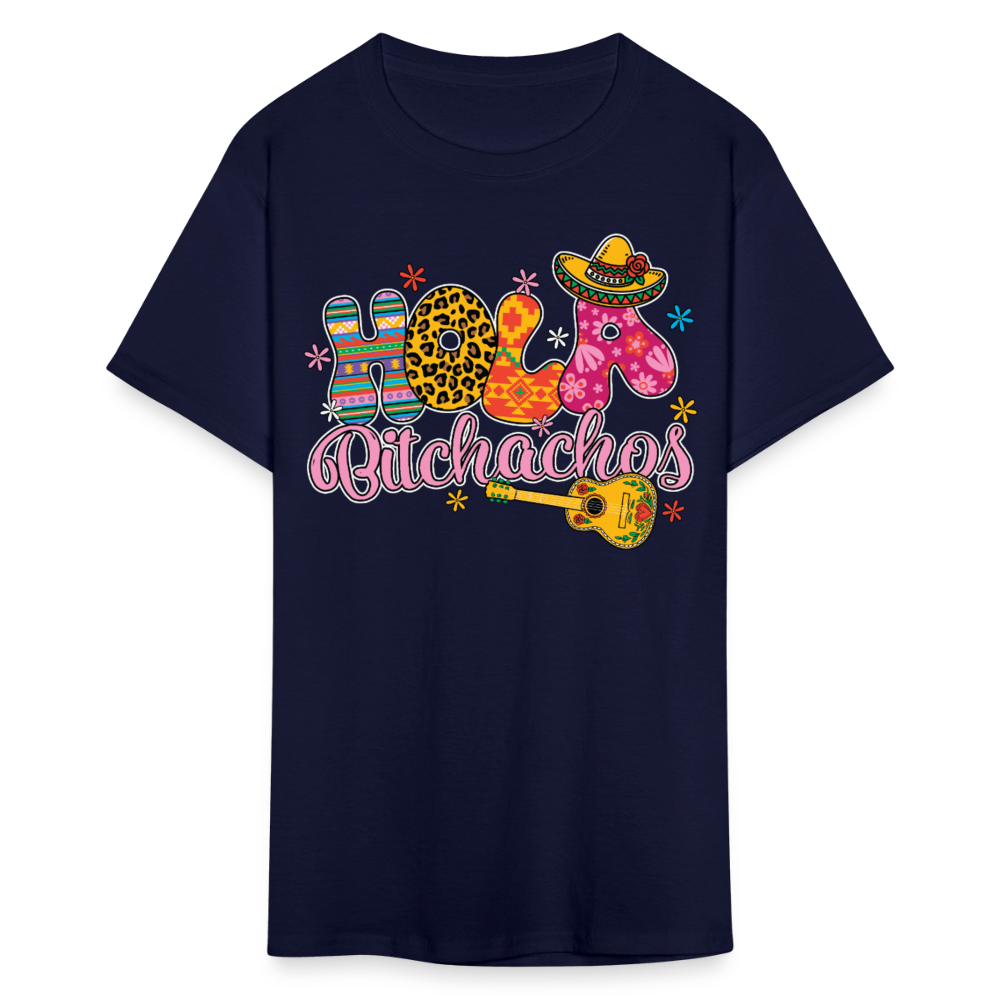 Hola Bitchachos Mexican Party Shirt Cinco de Mayo Funny Graphic T-shirt - navy