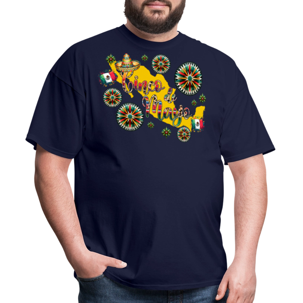 Mexican Pride Tee For Cinco De Mayo Mexico Map Graphic T-shirt - navy