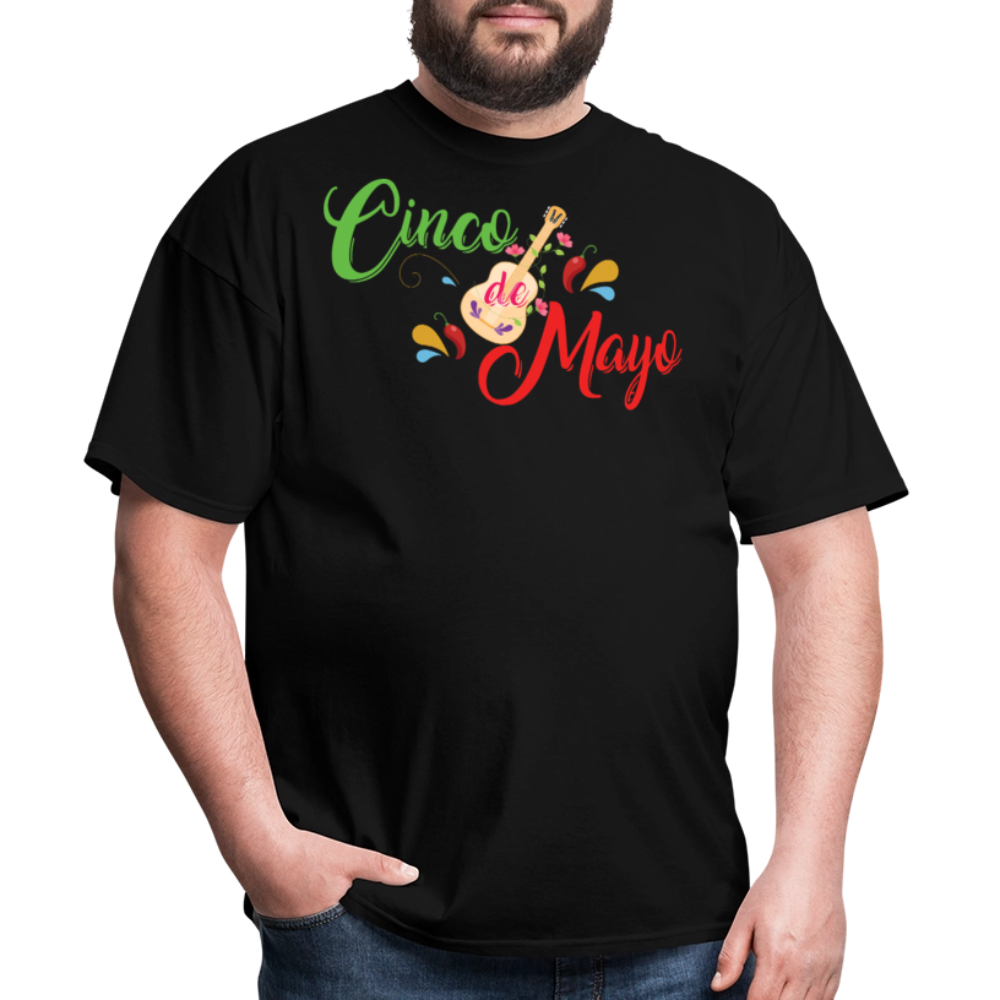 Colorful Cinco De Mayo Shirt With Guitar Unisex T-shirt - black