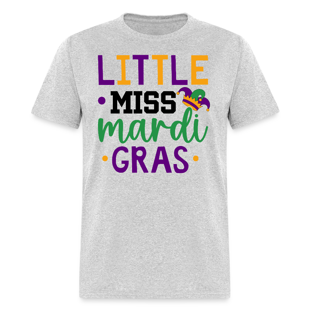 Cute Little Miss Mardi Gras Shirt For Girls Funny Mardi Gras T-shirt - heather gray