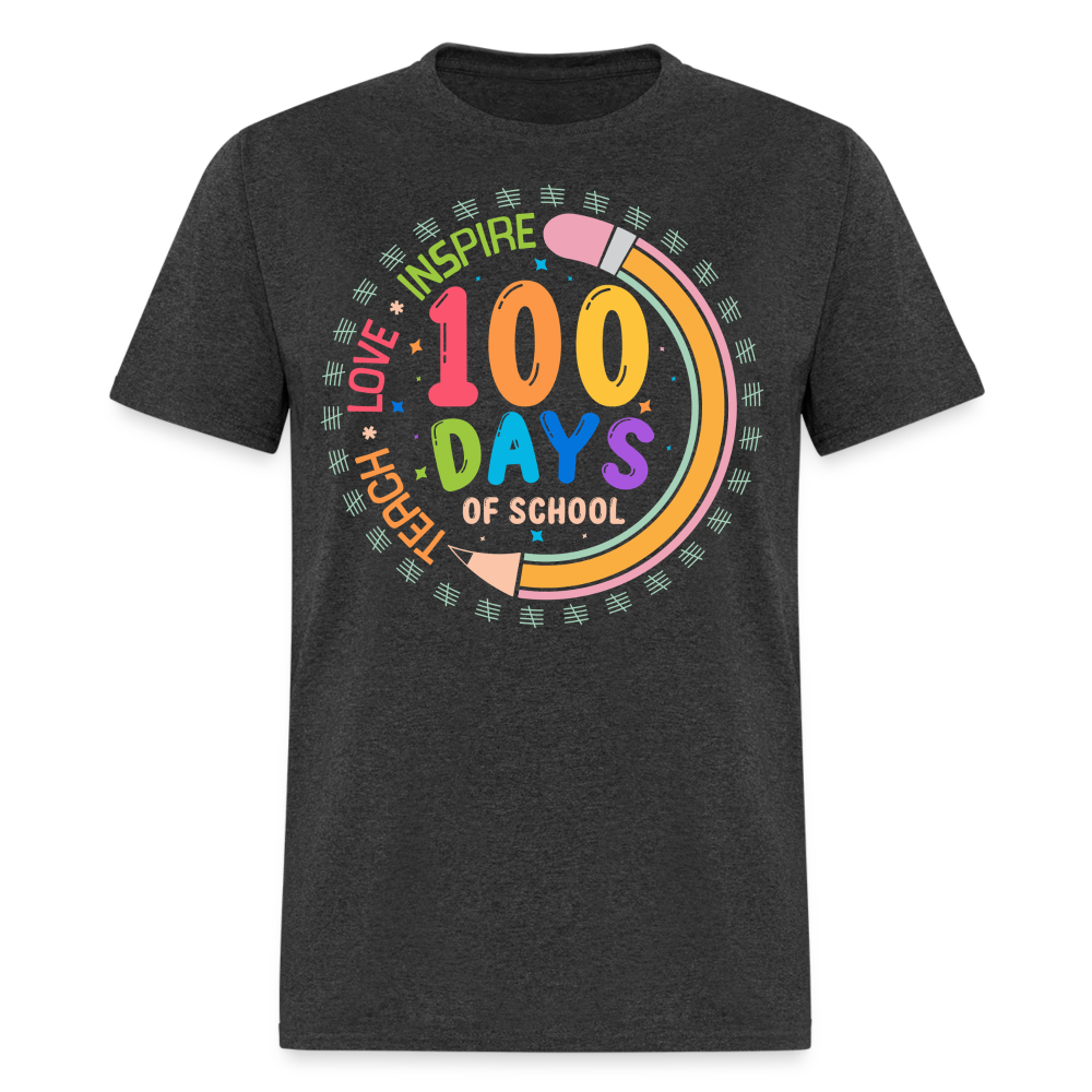 100th Days Of School Shirt For Teachers School Milestone Celebration T-shirt - heather black