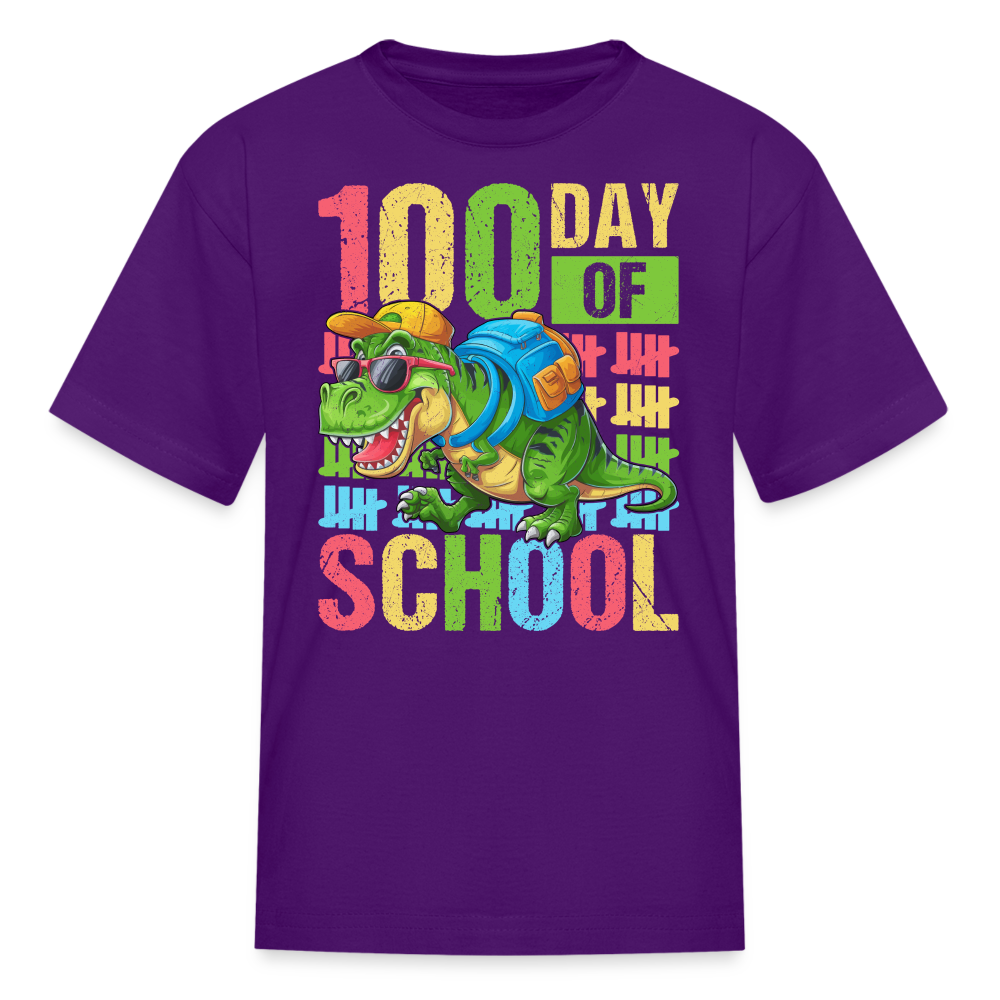 100 Days of School Tee for Kids Funny Dinosaur T-shirt - purple