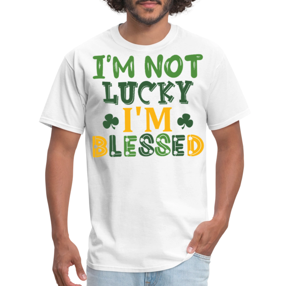 I’m Not Lucky I’m Blessed Tee St Patrick’s Day Faith T-shirt - white