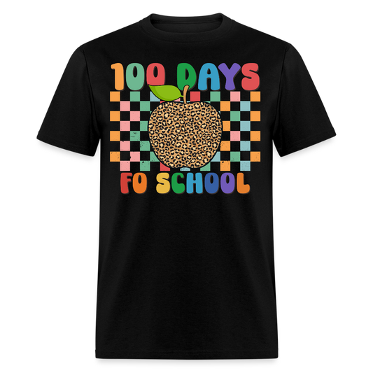Leopard Print 100 Days of School Shirt Teacher Gifts Unisex T-shirt - black