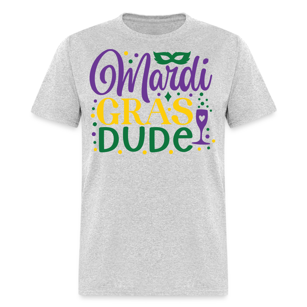 Unique Mardi Gras Dude Graphic T-shirt - heather gray