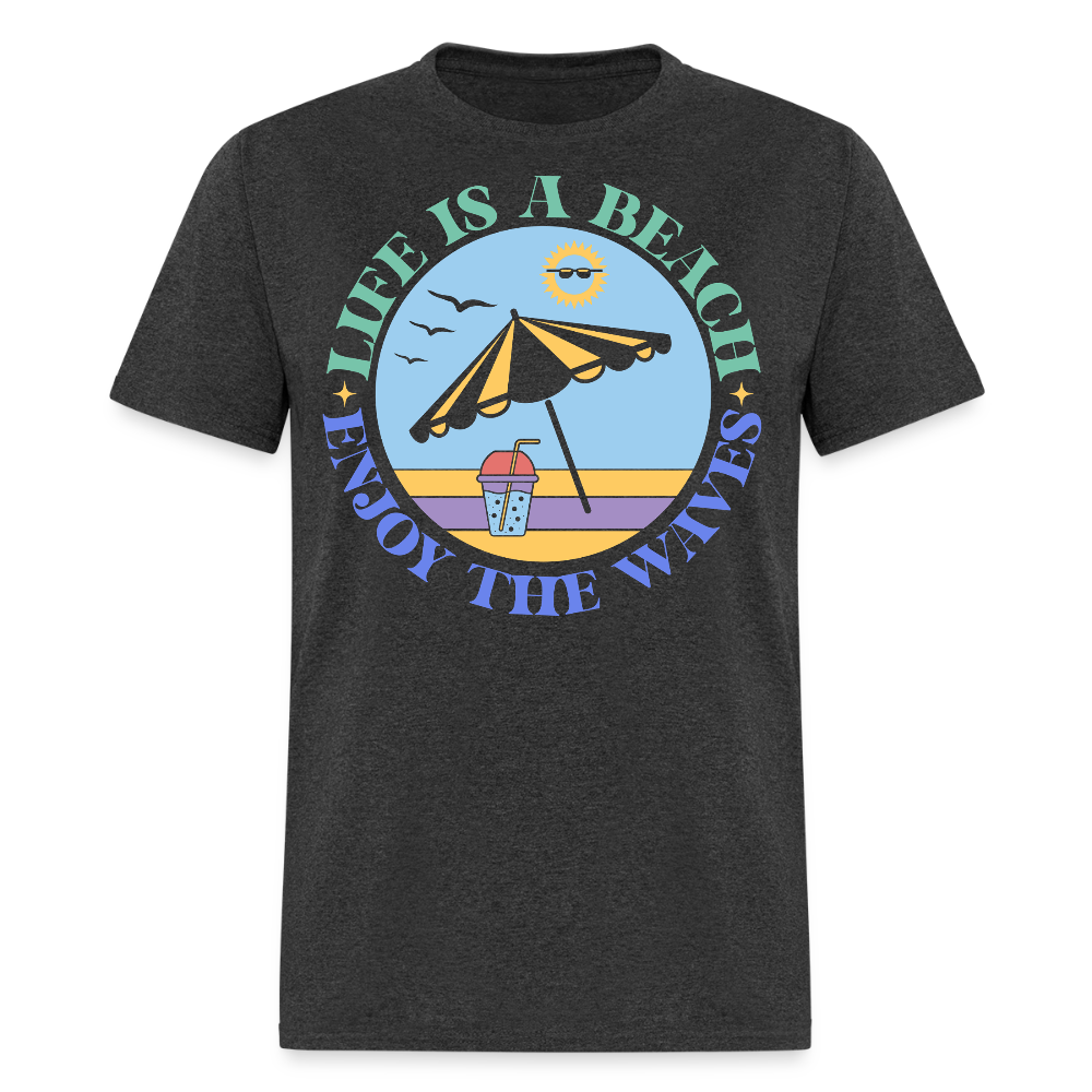 Life Is A Beach Aesthetic Summer Vacation T-shirt - heather black