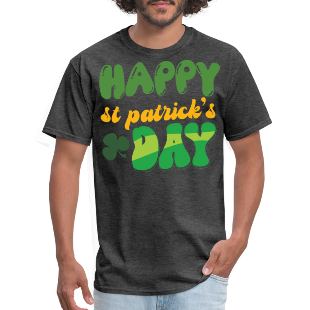 Retro-style Happy St Patrick’s Day T-shirt - heather black