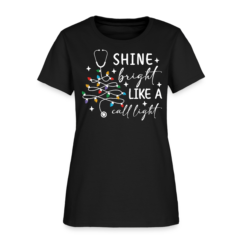 Shine Bright Like A Call Light Nurse Funny RN Christmas T-Shirt - black