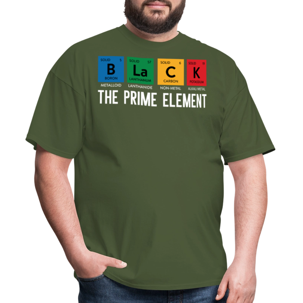 Periodic Table Gift For Black Educators Black Pride Science T-Shirt - military green