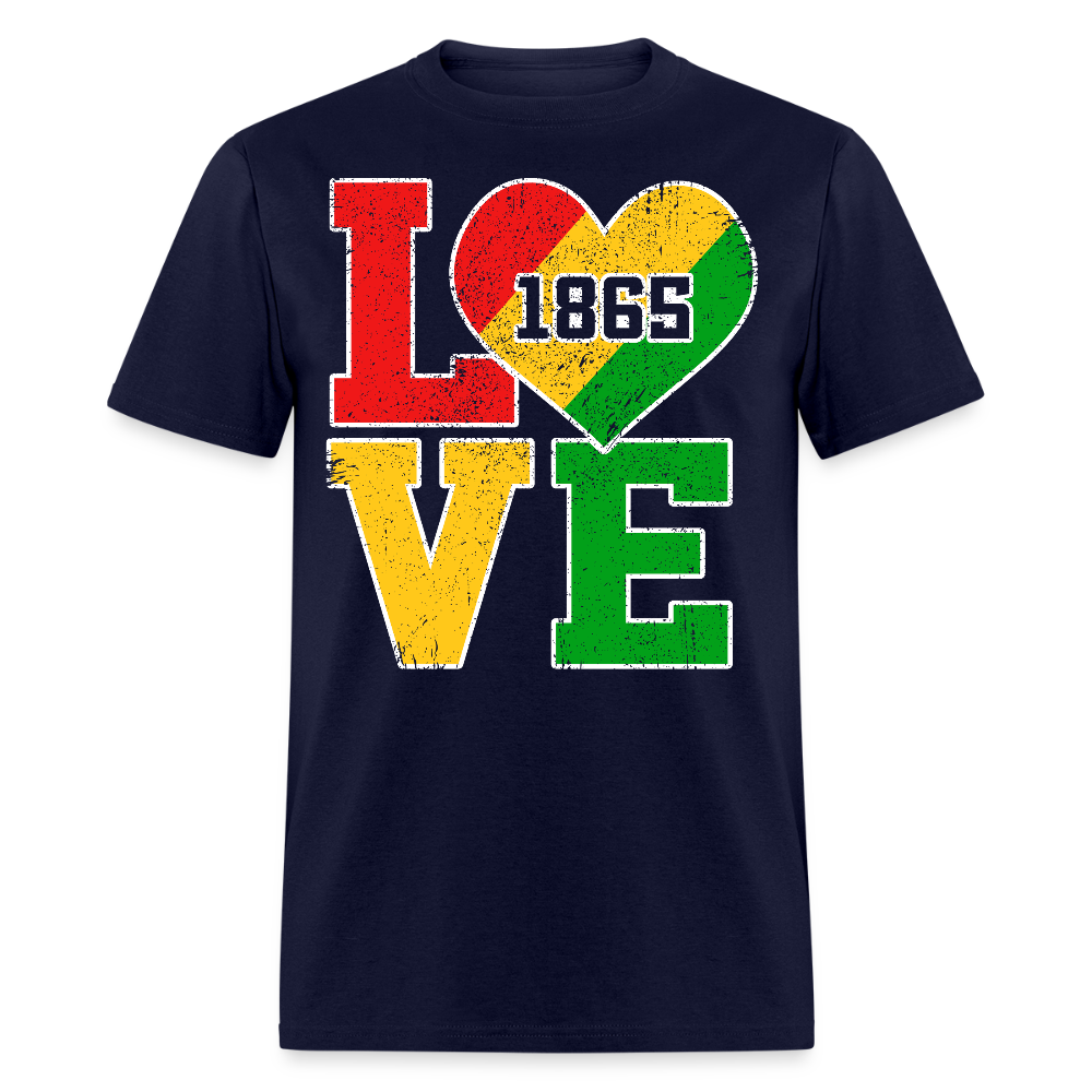 Pan-African Flag Colors 1865 Love Juneteenth T-shirt - navy
