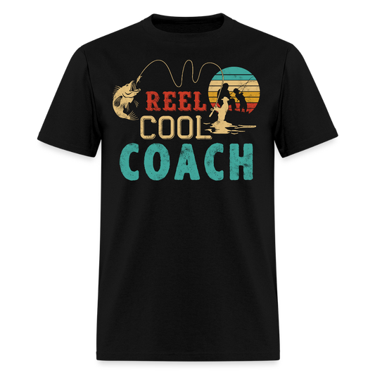Reel Cool Coach Funny Fishing T-shirt - black