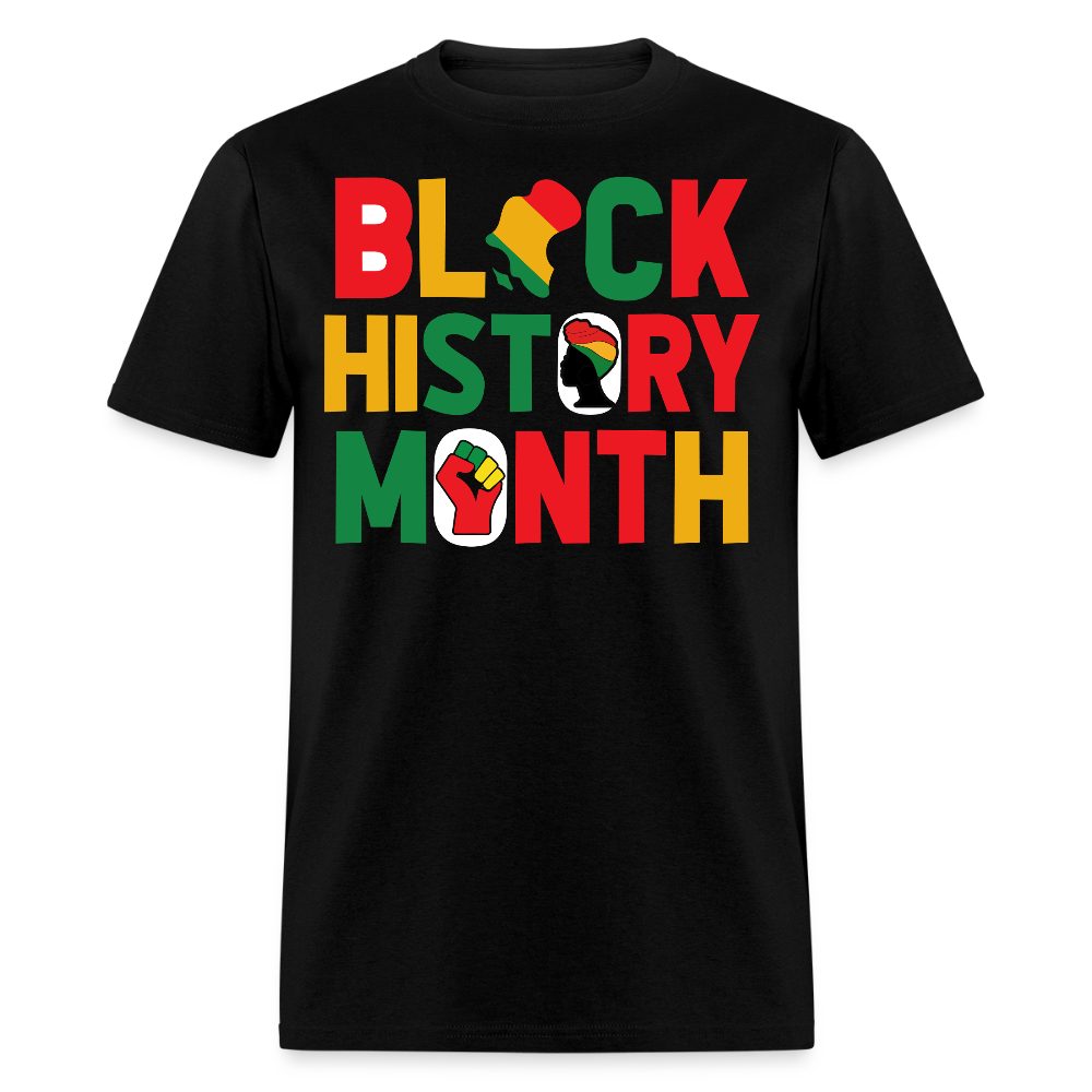 Pan-African Black History Month Raised Fist African Pride T-shirt - black