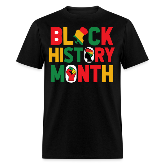 Pan-African Black History Month Raised Fist African Pride T-shirt - black
